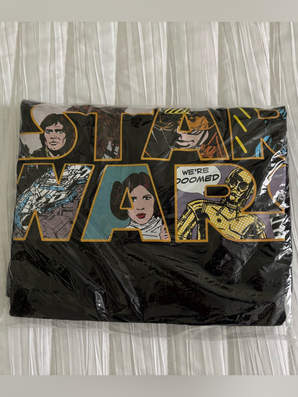 NWT Harveys Star Wars Disney T-Shirt New in Plastic Black Han Leia Luke C-3PO